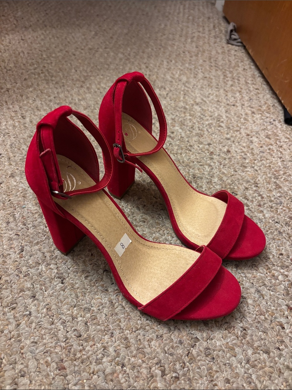 Red Velvet Block Heels 3 inch